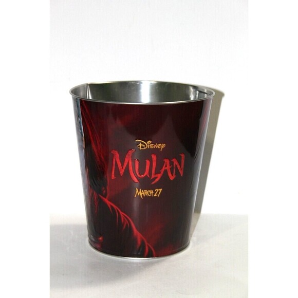 Disney Mulan 2020 Movie Theater Embossed Popcorn Bucket Metal Storage Tin Can - Picture 2 of 8